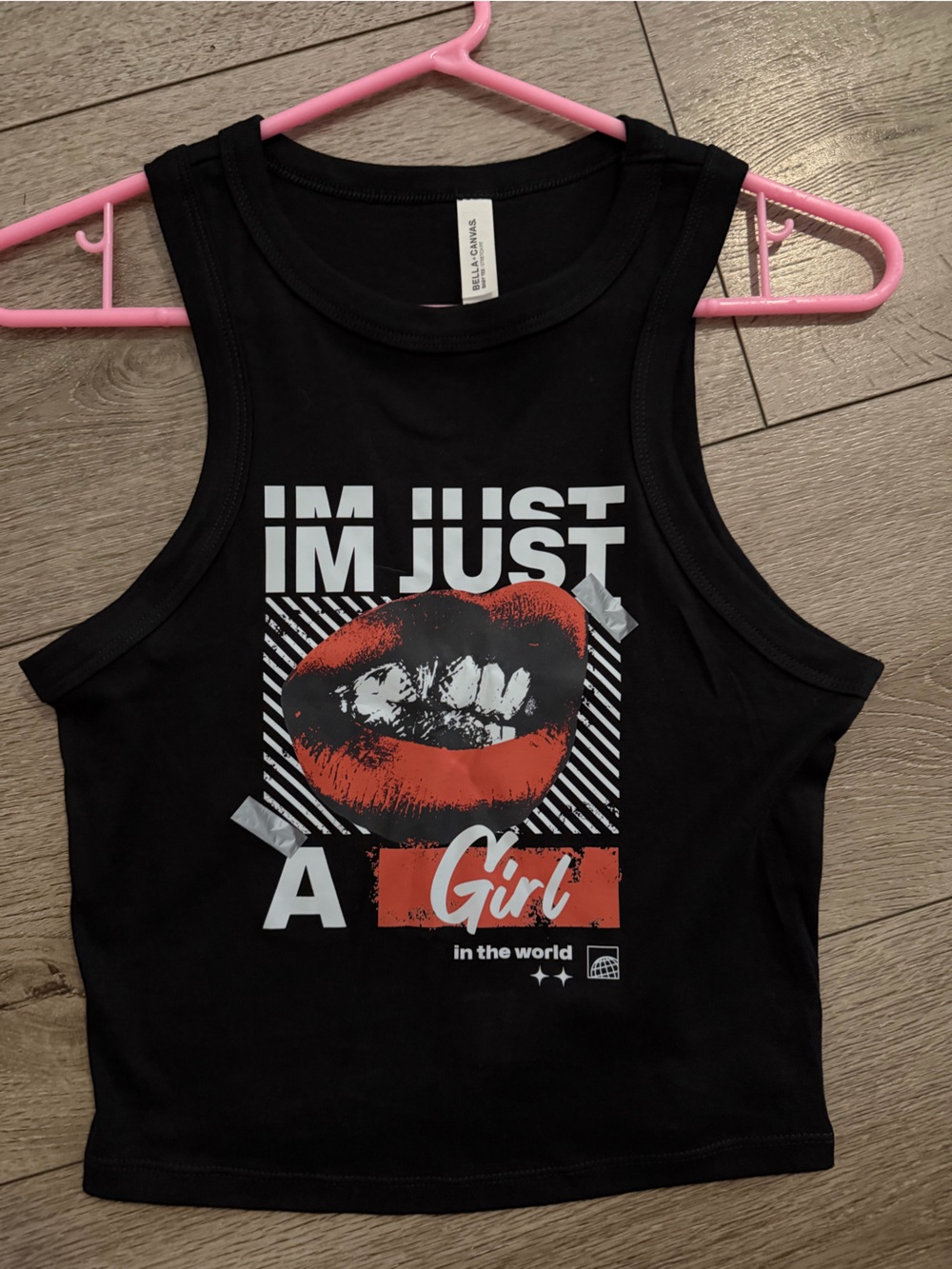 Bella Canvas No Doubt Black Crop Tank Top with White Graphic - Picture 3 of 3